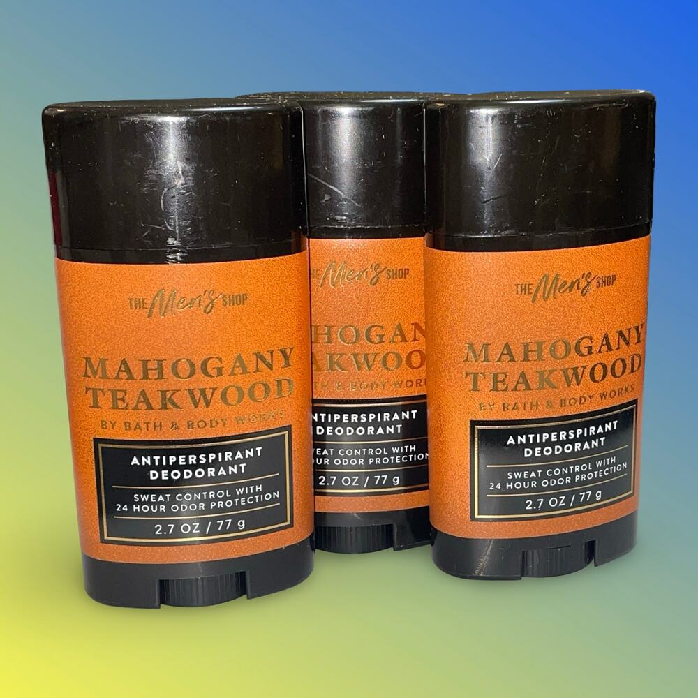 Lot x3 Bath & Body Works Mahogany Teakwood Antiperspirant Deodorant Men BBW